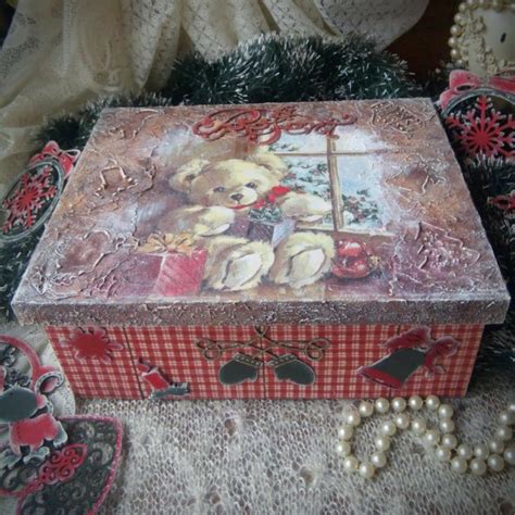 Коробка с игрушками новый год тедди мишка | Коробка, Декупаж, Декор