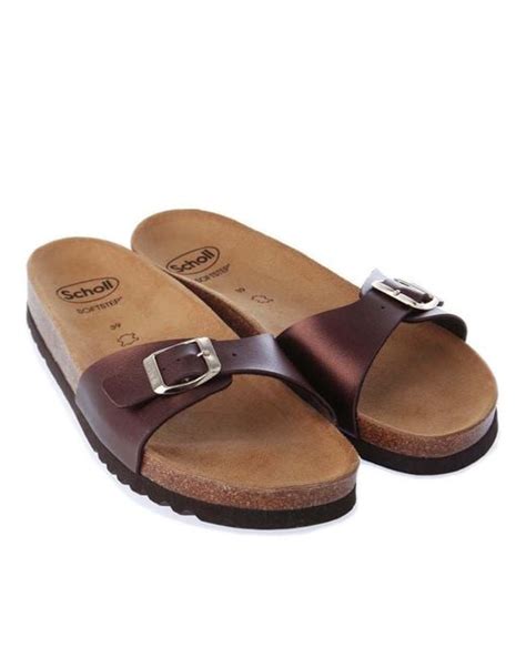 scholl synthetic estelle champion met sandals  brown lyst uk