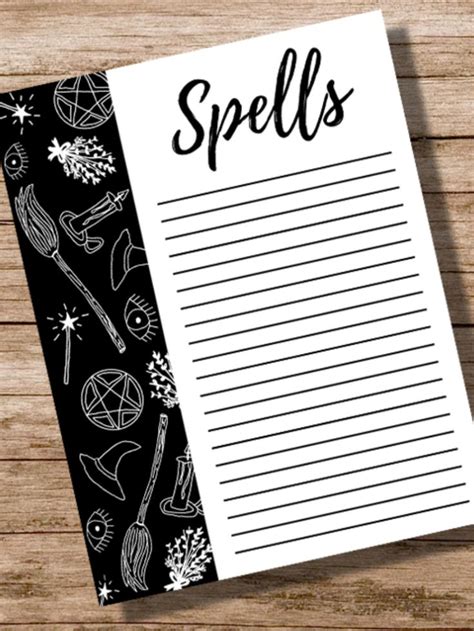 Printable Spell Template Spellbook Spells Witch | Etsy