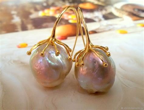 Серьги с крупным белым Барочным жемчугом ,,Ягодка моя,, – купить в ...