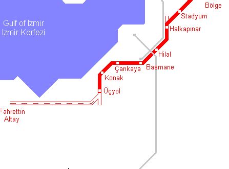 Карта метро г.Измир. Схема метрополитена: Измир.
