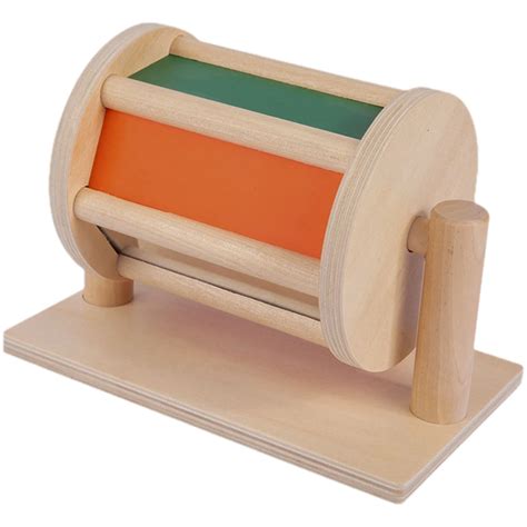 Montessori-Sensory-Spinning-Drum-Wooden-Textile-Drum-Infant-Rotating ...