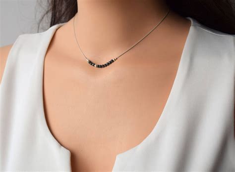 dainty silver necklace silver dainty necklace hematite necklace