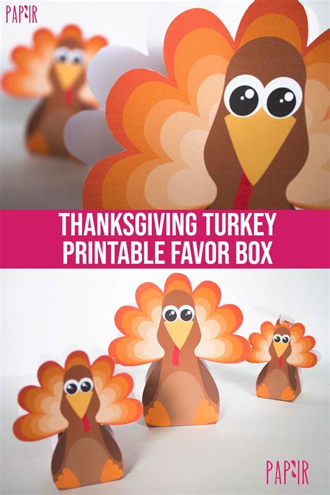 PRINTABLE Thanksgiving | Turkey Box, Treats Box, Candy Box