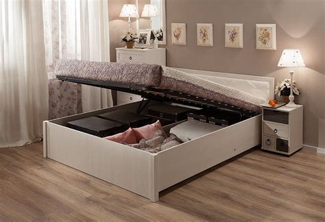 Кровать двуспальная с подъемным механизмом 160x200 см бодега светлый ...