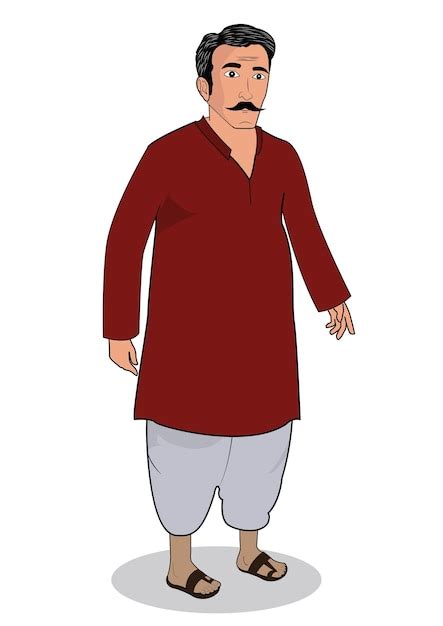 Premium Vector | Indian village rich man cartoon character illustration