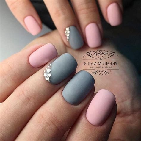 Маникюр Серый С Розовым Матовый — Richnail.ru