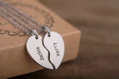 Custom Engraved Split Heart Necklaces Sharing Heart Necklace - Etsy