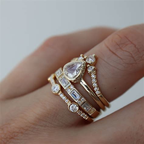 A perfectly modern Diamond ring stack | Stacked diamond bands, Vintage