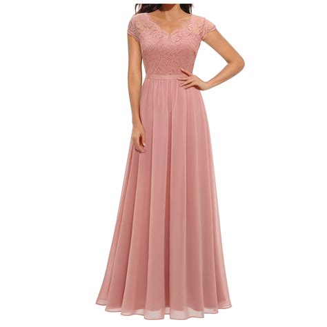 OSFVNOXV Maxi Cocktail Dress for Women Lace Embroidered Top High