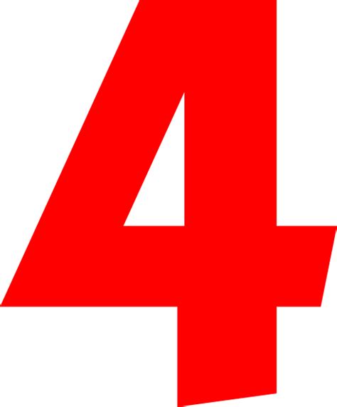 Number 4 In Red - ClipArt Best