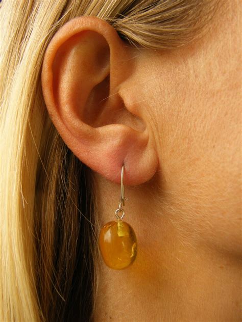 Amber Earrings Genuine Amber Earrings Ball Beads Lemon - Etsy