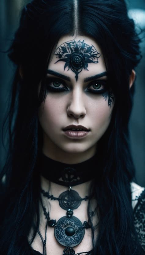 Lexica - A scary girl, close up face, pale skin, long crazy black hair