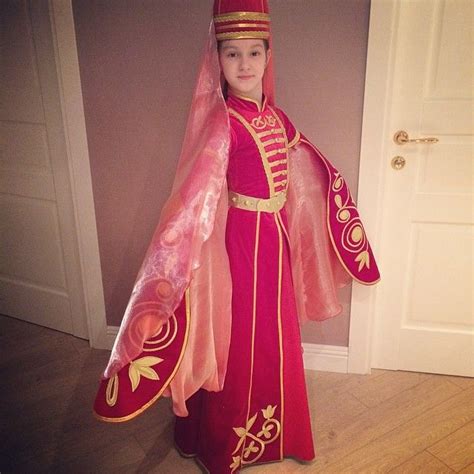 Circassian girl wearing red Circassian dress, goldwork, embroidery ...