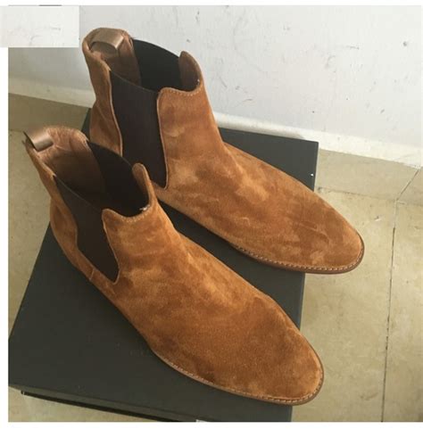 Handmade Mens Suede Chelsea Boot, Men Tan Suede Ankle | RebelsMarket