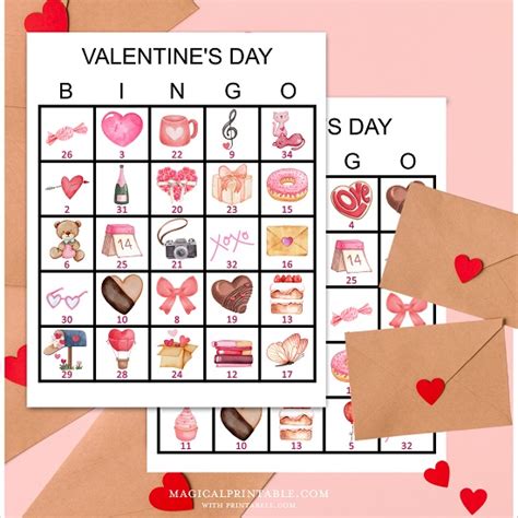 100x Valentine’s Day Bingo Cards – Numbered – Printabell • Express