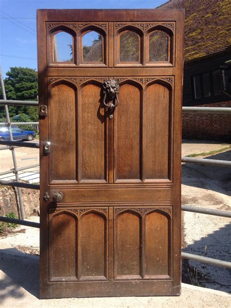 HUGE SOLID OAK FRONT DOOR + FRAME ANTIQUE OLD PERIOD LARGE VICTORIAN ...