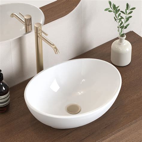 Miligoré 16" Round White Ceramic Vessel Sink - Modern Above Counter