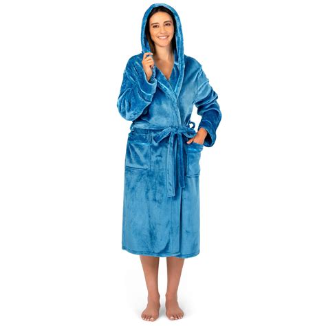 pavilia plush hooded robe  women turquoise teal blue fluffy soft