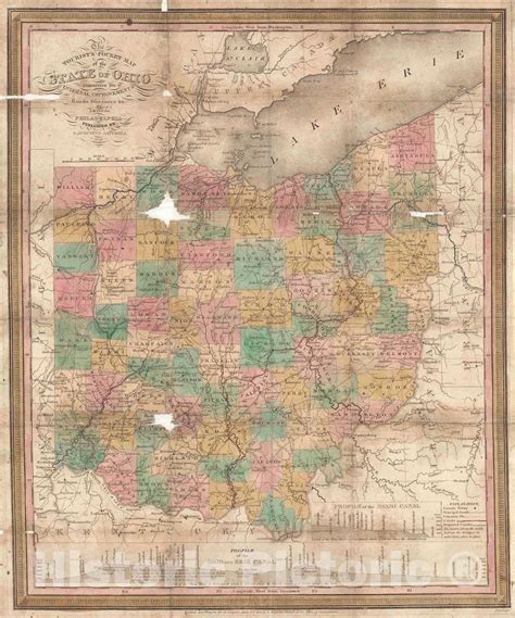 Historic Map : 1833 Tourists Pocket Map of the State of Ohio : Vintage ...