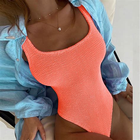 Qetyuw Womens One Piece Swimsuits Cove-ups Scoop Neck Low Back Bathing