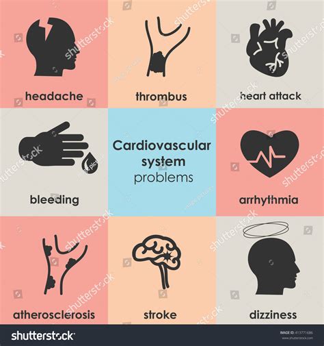 Vector Illustration Heart Attack Medical Symptoms Stock Vector (Royalty