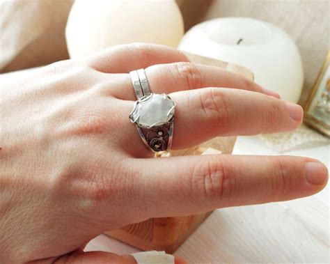 Серебряное кольцо с лунним камнем MRYO32, Мрига Ольга - ручной работы ...