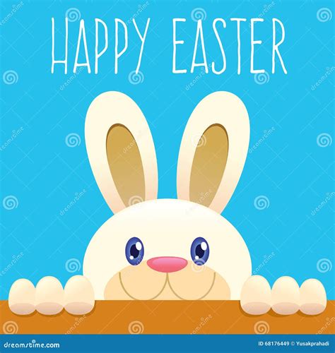 Easter Bunny Peeking from Below Stock Vector - Illustration of easter, smiling: 68176449