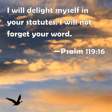 Psalm 119:16 I will delight myself in your statutes: I will not forget ...