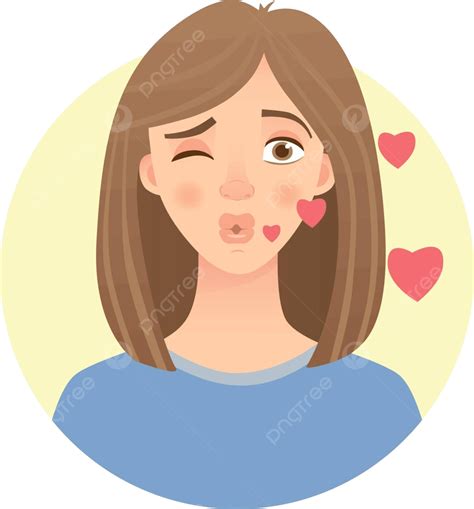 Emotions Of Womans Face Portrait Avatar Amorous Vector, Portrait ...