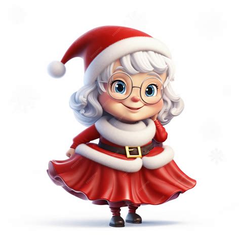Premium Photo | Mrs Claus 2d cartoon illustraton on white background high