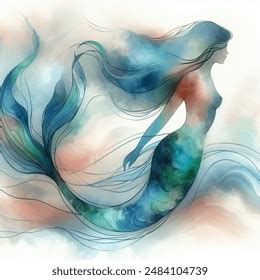 Watercolor Mermaid Abstract AI-generated image 2484104739 | Shutterstock