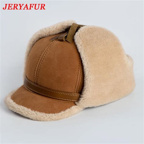 Купить JERYAFUR Высокое качество 2023, зимняя кожаная шапка, мужская ...