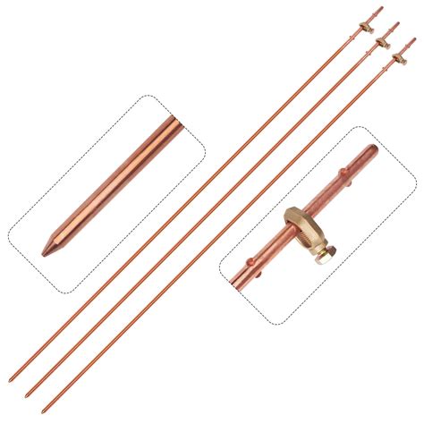 CYANTEKOMS 3 Pack Grounding Rod with Clamp 4 Feet Long Copper