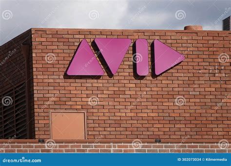 avid technology  company logo   building editorial stock image