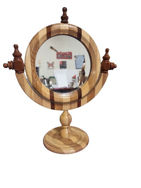Multi Grain Wood Swivel Mirror Stand - Silverflamze