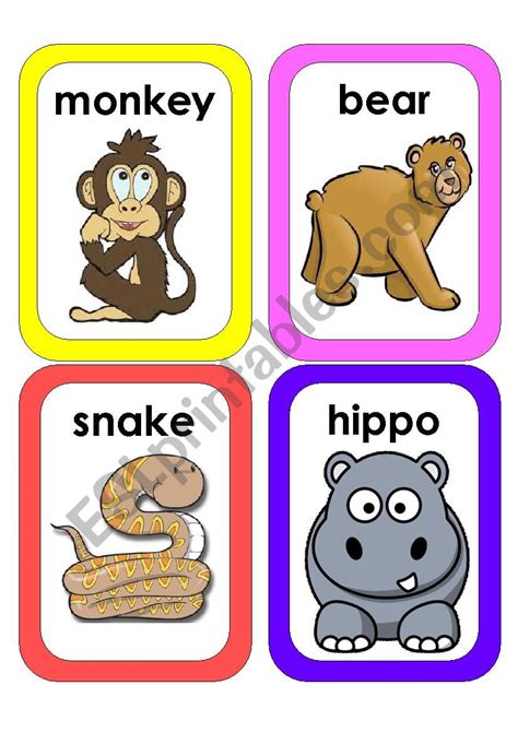 Wild Animals Flash Cards #3 - ESL worksheet by MIGUEL-PZ