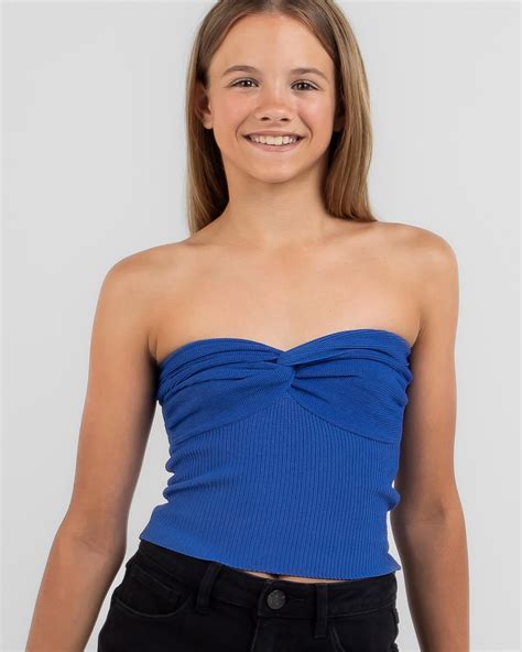 Shop Mooloola Girls' Bianca Knit Tube Top In Blue - Fast Shipping