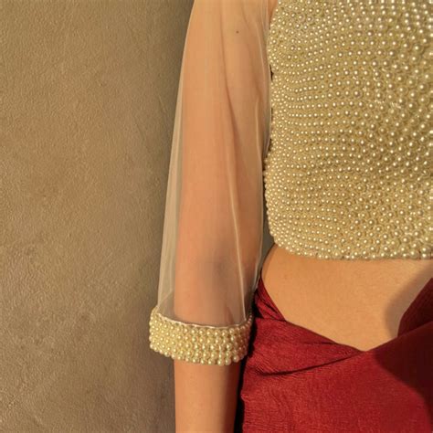 white pearl blouse  sleeves