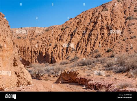 geological formations  skazka canyon kyrgyzstan central asia stock