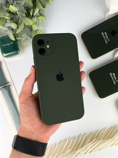 Чехол на Айфон 11 с квадратными бортами. Case for iPhone 11 Dark green ...