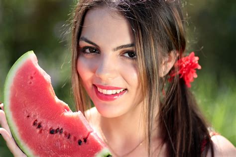 Free Images : nature, girl, fruit, flower, summer, model, food, red
