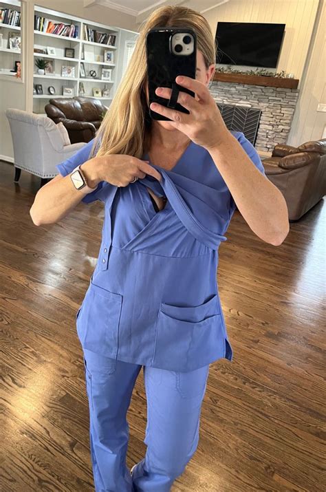 nursing scrubs top  breastfeeding ceil blue cute scrubs