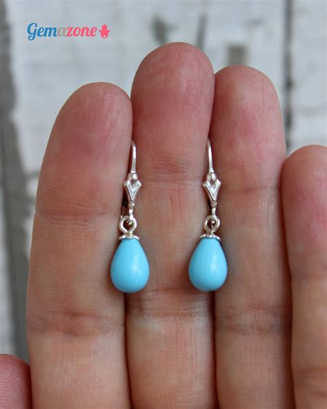 December Birthstone Earrings / Blue Turquoise Dangle Drop Earrings