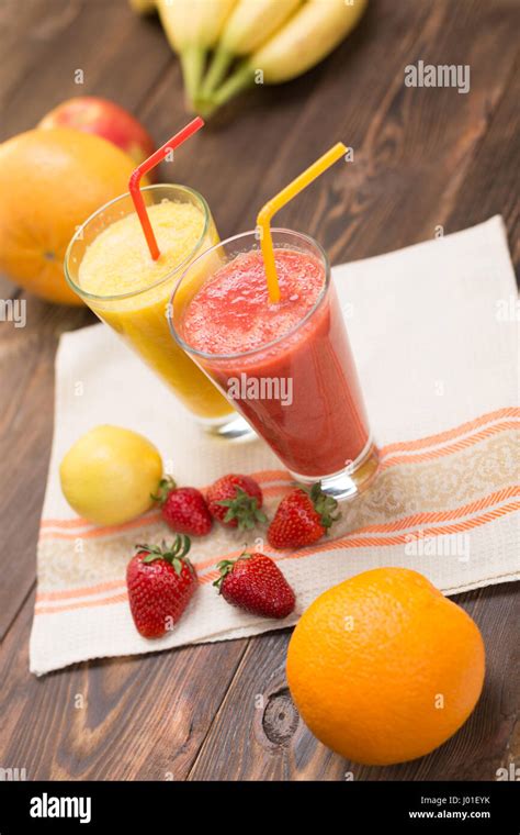 Fresh fruit smoothies Stock Photo - Alamy