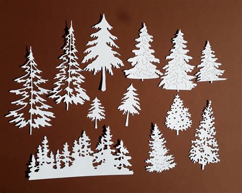 Pinos papel Die Cortes Pinos Conjunto de 12 árboles de | Etsy