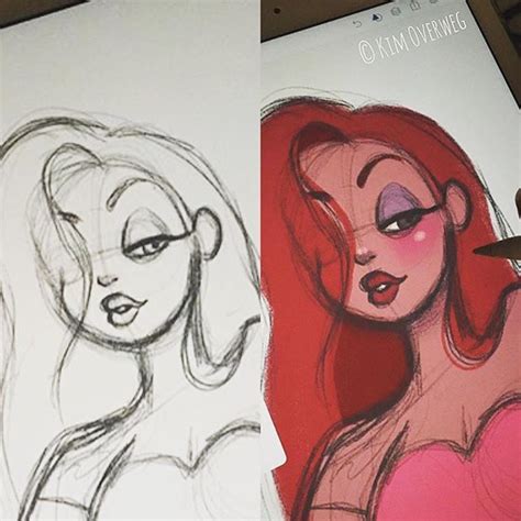 Sketch and colored sketch of my version of Jessica Rabbit ♥ . . . # ...