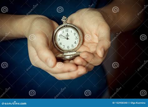 In the Children`s Palms the Old Clock. Conceptual Photography. the Time ...