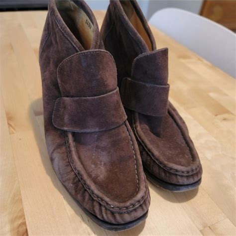 patrick  wannabe vintage brown suede block heel depop