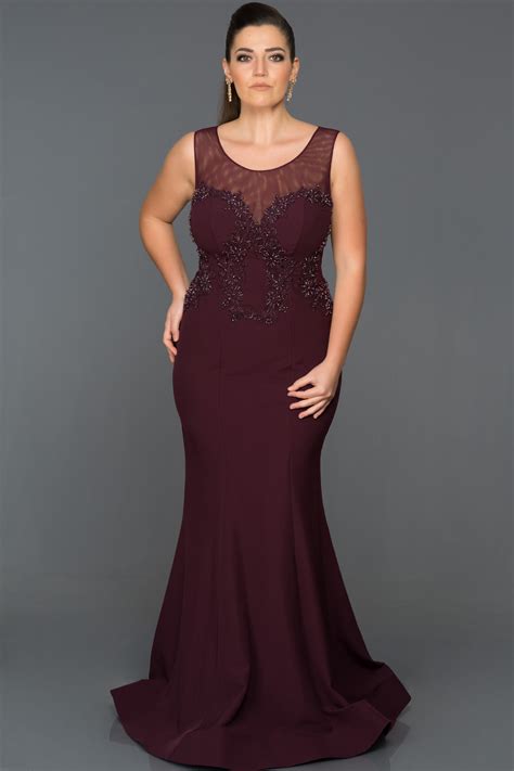 Plum Plus Size Evening Dress ABU480 | Abiyefon.com